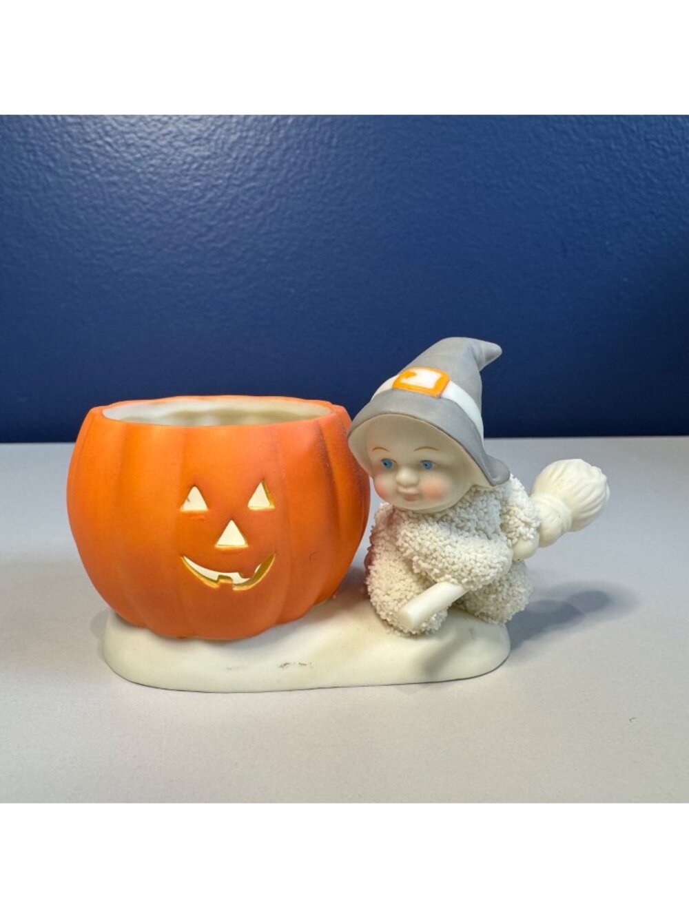 Department 56 Snow Babies Witch & Pumpkin Halloween Tea Light Holder